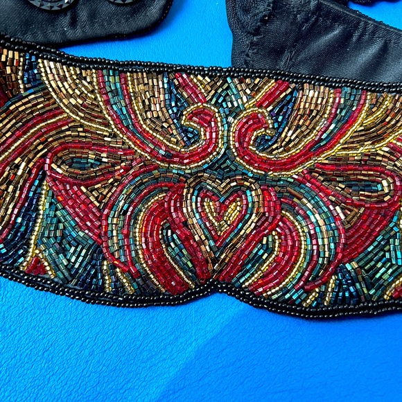 Beaded Belt or Cumberbund Multicolored Seed Beads Button in Back 36” Unstretched - Picture 1 of 6